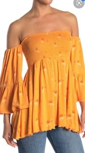 Free People Lana Printed Off-The- Shoulder top